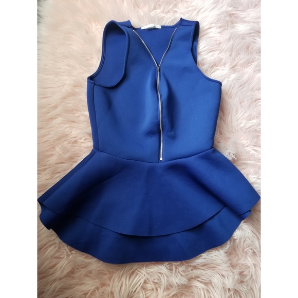 Tops - Royal blue sleeveless Peplum top, medium